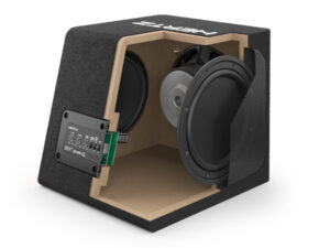An internal view of the Hertz DBA 201 showing the two passive radiators.